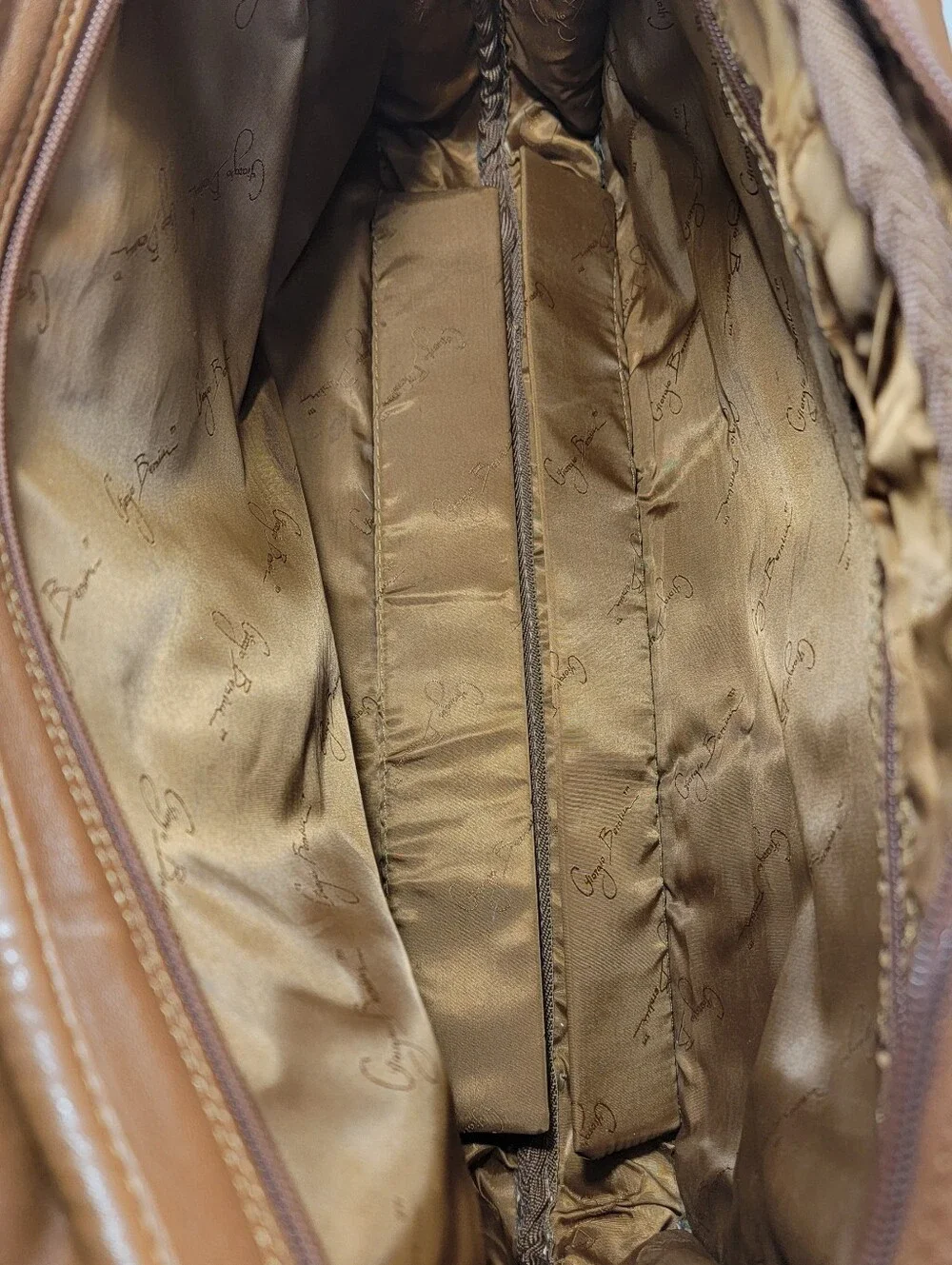 Giorgio Bernini Expandable Messenger Bag Brown Leather Laptop Briefcase-Dust Bag